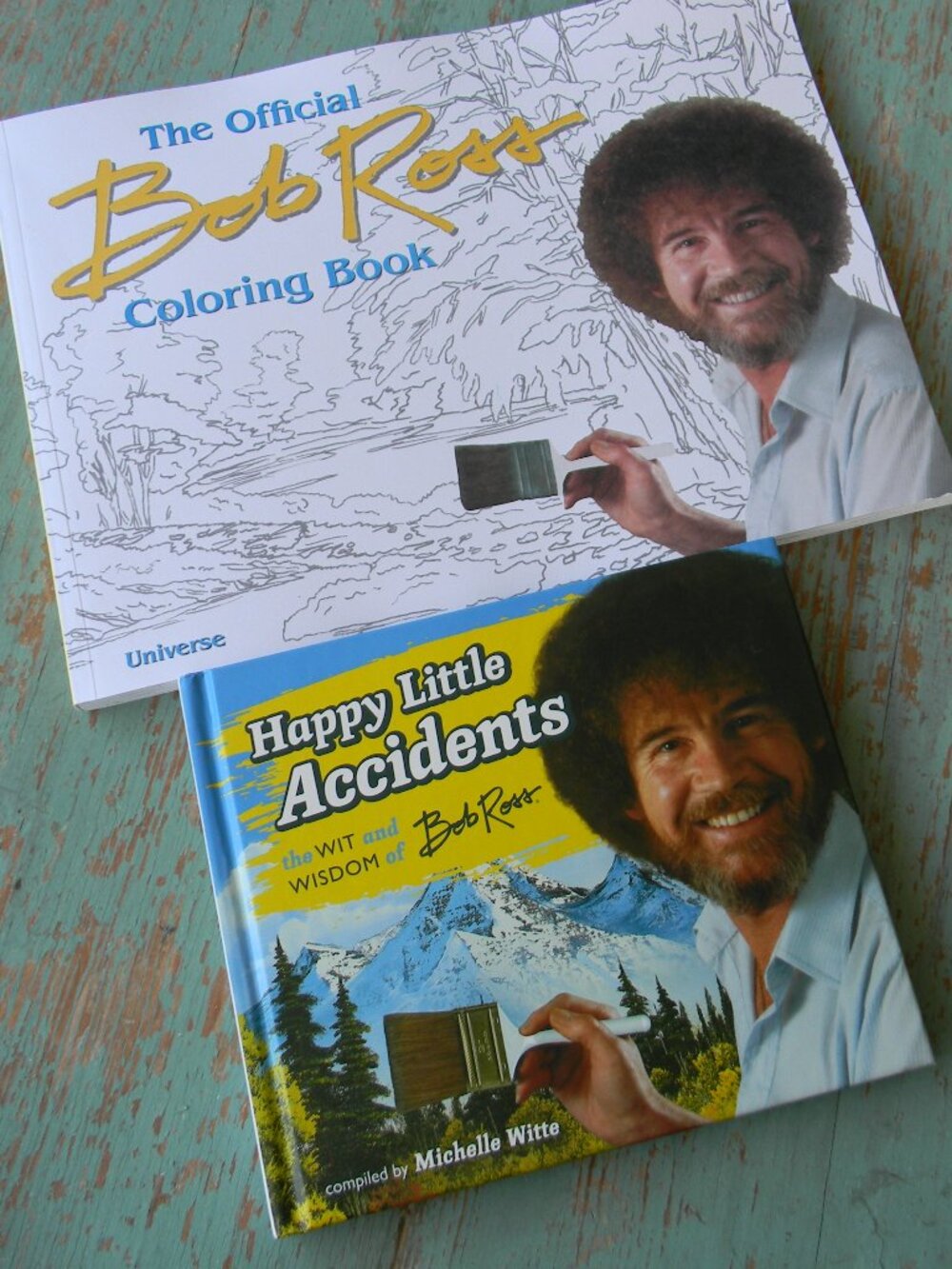 The Bob Ross Coloring Book & HAPPY LITTLE ACCIDENTS GIFT BOOK SET LOT